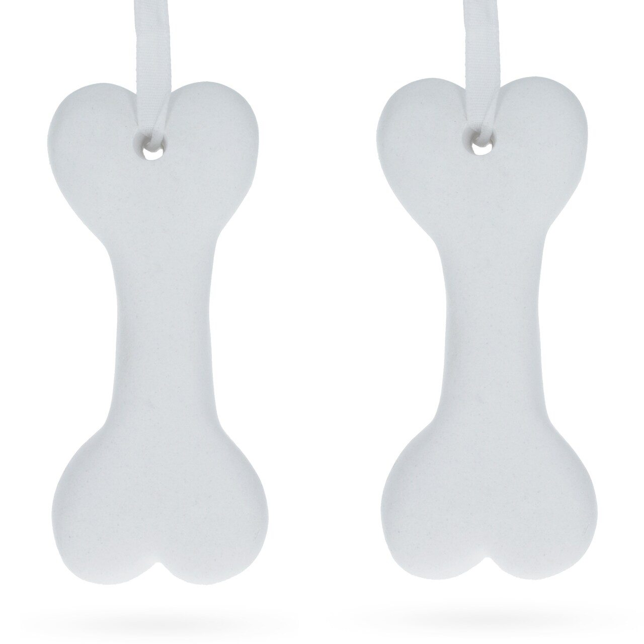 Set of 2 Blank Unfinished White Plaster Bone Christmas Ornaments DIY Craft 3.65 Inches